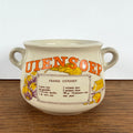 Vintage soepkom met recept uiensoep